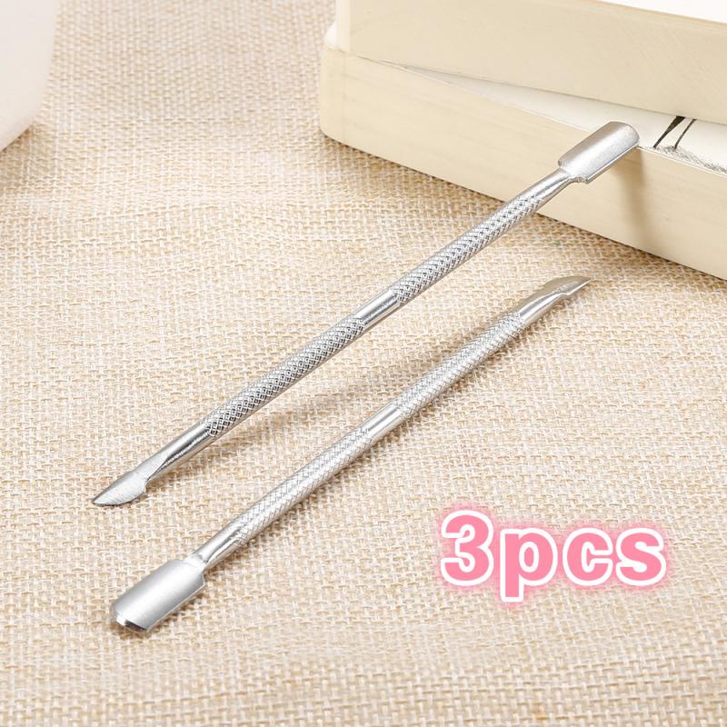 Espátula de acero inoxidable para uñas, herramienta de manicura para exfoliar cutículas, piel muerta, doble cabezal, 7/1 Uds.: 03