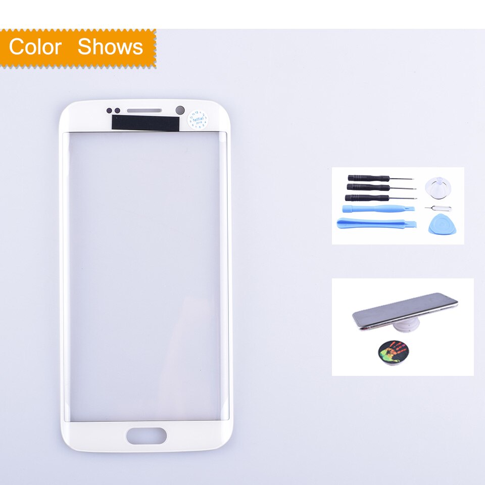 For Samsung Galaxy S6 edge G925 SM-G925V SM-G925P G925F G9250 Touch Screen Front Glass Panel Outer Glass Lens NO LCD: white with gift