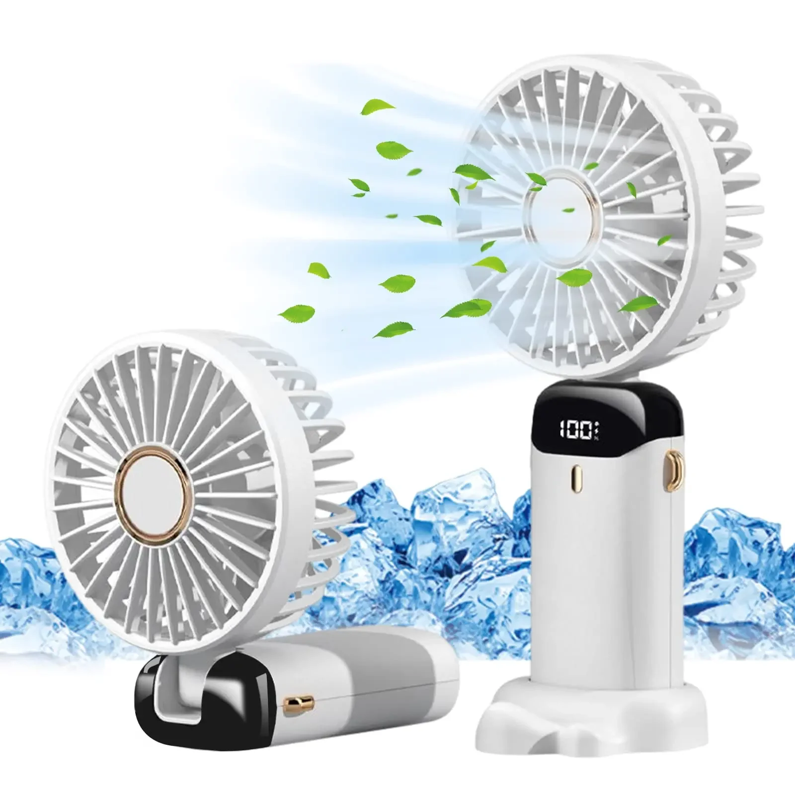 Wentylator elektryczny, przenośny klimatyzator, mini chłodziarka, akumulatorowy, wentylator na szyję robić użytku domowego, ręczny, klimatyzator usb, ostrza: Niebieski