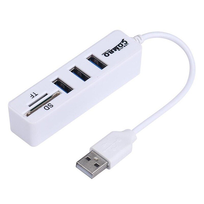 USB Hub Concentrator Combo Card Reader USB Combo All-in-One Cable Seperater Long 3-Port