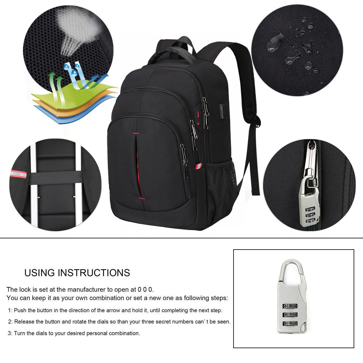 Herren-laptop-rucksäcke (15.6 zoll), diebstahlsicher, ideal für schule, reisen und rucksackreisen, wasserdicht, für laptops