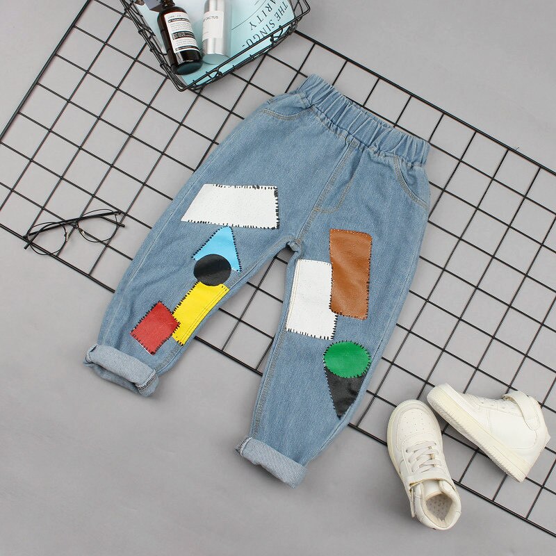 Ienens criança meninos meninas calças de brim calças compridas crianças bebê menina denim calças primavera moda cor clara cowboy calças caber 2-6y: 6 T