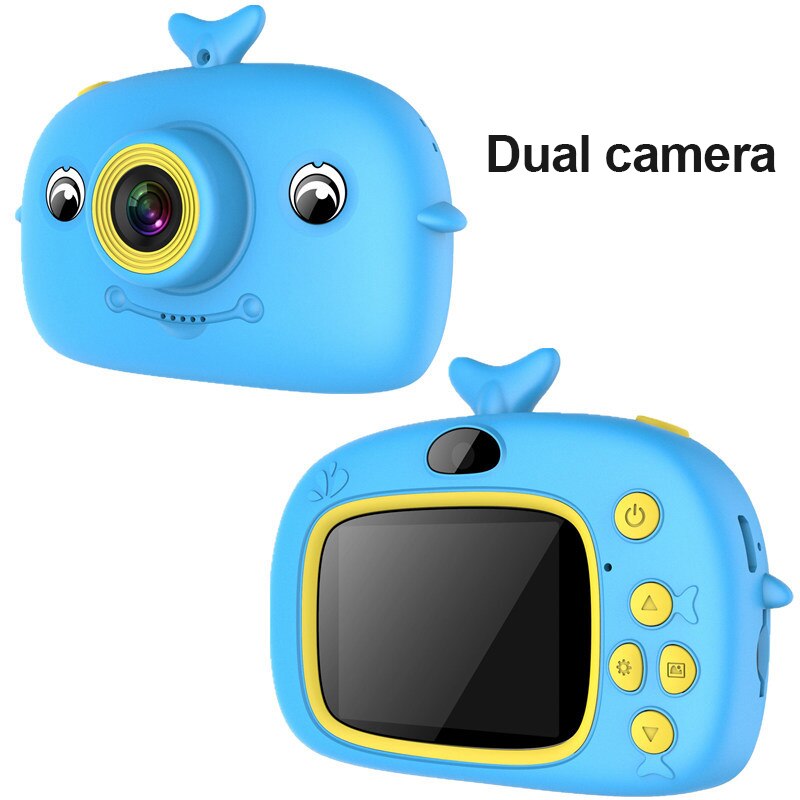 Cámara de vídeo de juguete para niños, 1500w, píxeles, 2,0 pulgadas, IPS, cámara de dibujos animados para niños, fotografía al aire libre para niños y niñas, de cumpleaños: Blue Dual Cameral32G