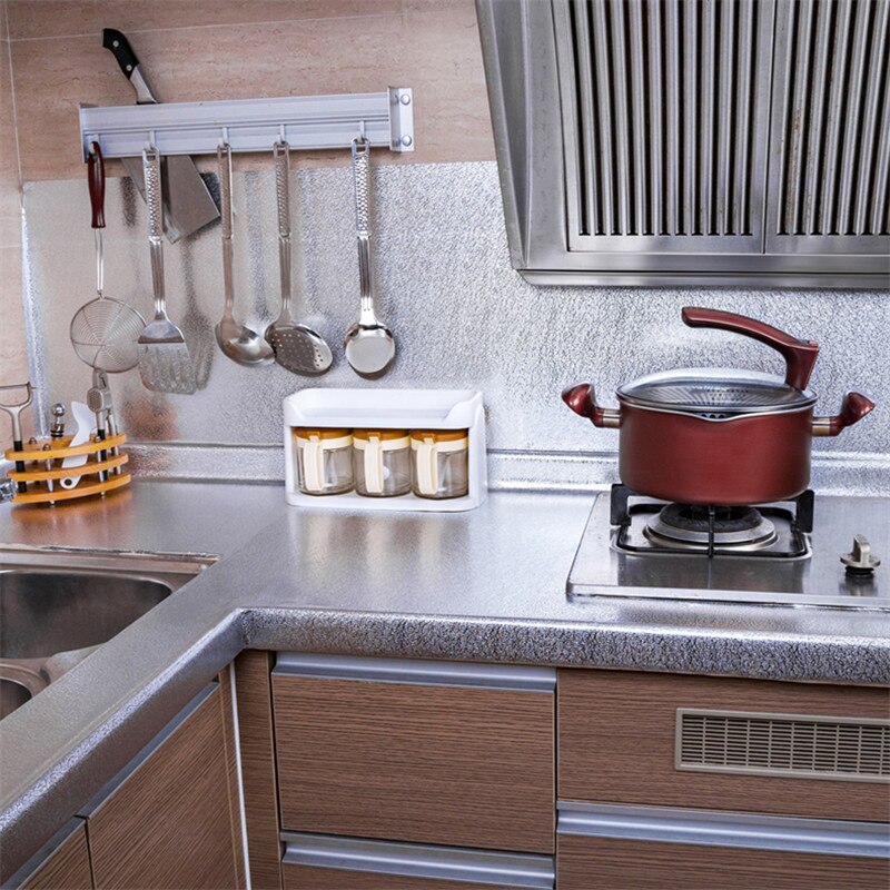 Kitchen Oil-proof Waterproof Stickers Adhesive Aluminum Foil Stickers Kitchen Backsplash Wallpaper Sticker Kitchen Stove Sticker