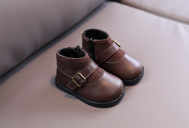 Winter kinder casual gebreide enkellaarsjes koreaanse prinses zachte onderkant mid-top schoenen kinderschoenen: Bruin / 4