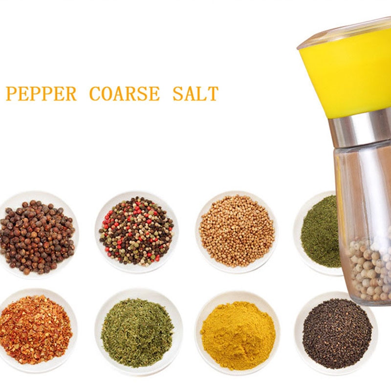 Pepperkvern kvern plast glass manuell salt urt krydder pepper mølle nøyaktig justerbar matlaging krydder møller kjøkkenverktøy
