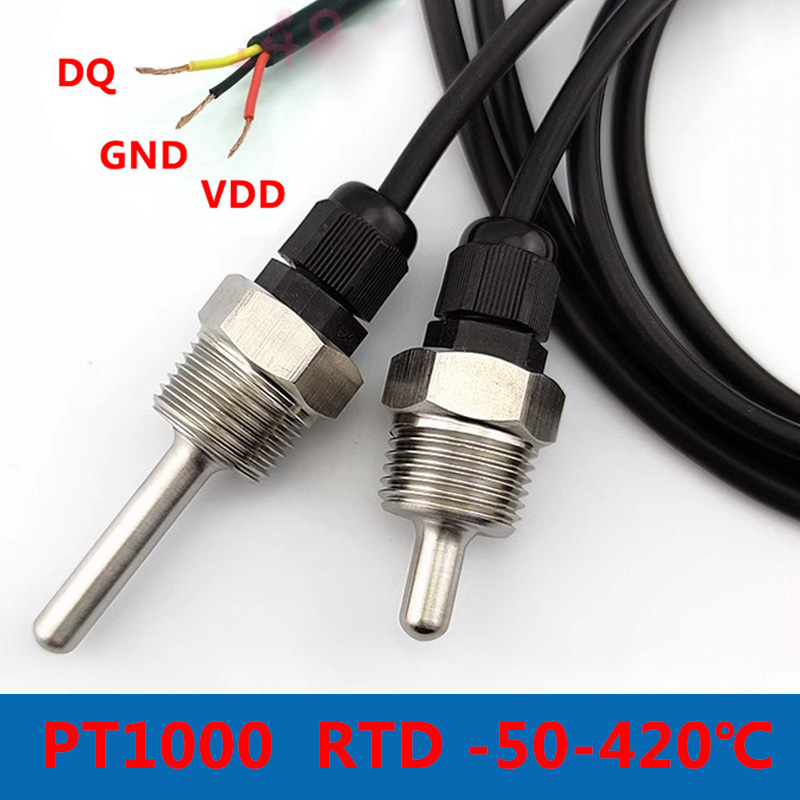 Capteur de température PT1000, Pt100, boîtier SUS304, résistance au platine, sonde filetée BSP G1/2 ", tuyau aveugle solaire spécifique, réservoir d'eau