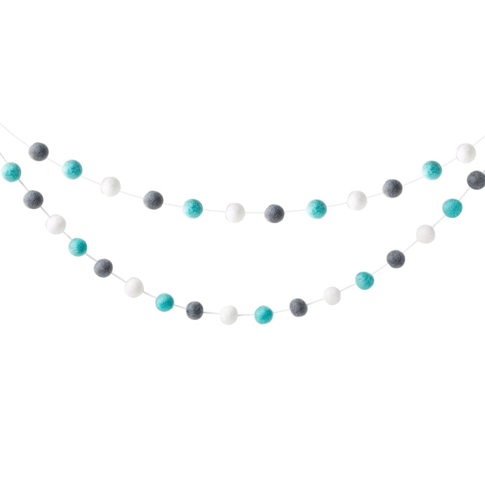 Corde di ghirlande di Pom Pom in feltro di lana 2M 30 palle per decorazioni da appendere a parete per feste di compleanno in telecamera da letto: assortito colore 1