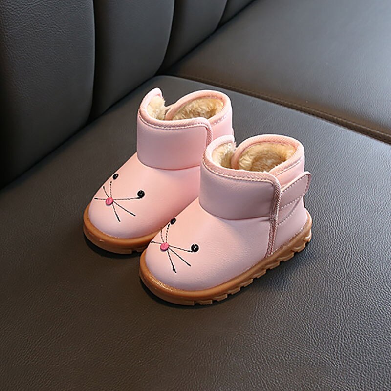 Winter Kinderen Snowboots Pu Leer Waterdicht Kinderen Schoenen Dikke Warme Pluche Anti-Slip Rubberen Zool Meisjes Laarzen