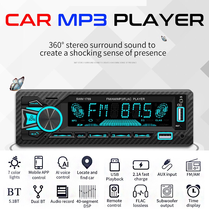 Ondersteuning Parking Locatie Auto Radio Audio 1din Bluetooth Stereo MP3 Speler Fm Ontvanger 60Wx4 Aux/Usb/Tf Card in Dash Muziek Kit