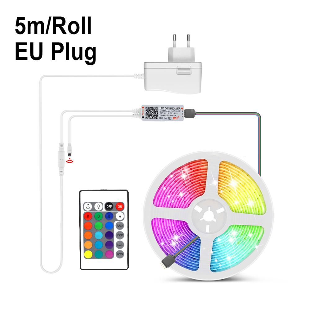 Tuya Smart Life WIFI LED Strip Light 5050RGB lampada inteligente Google Home Alexa Compatible Remote Control Smart Home Lighting: 5M Set With EU Plug