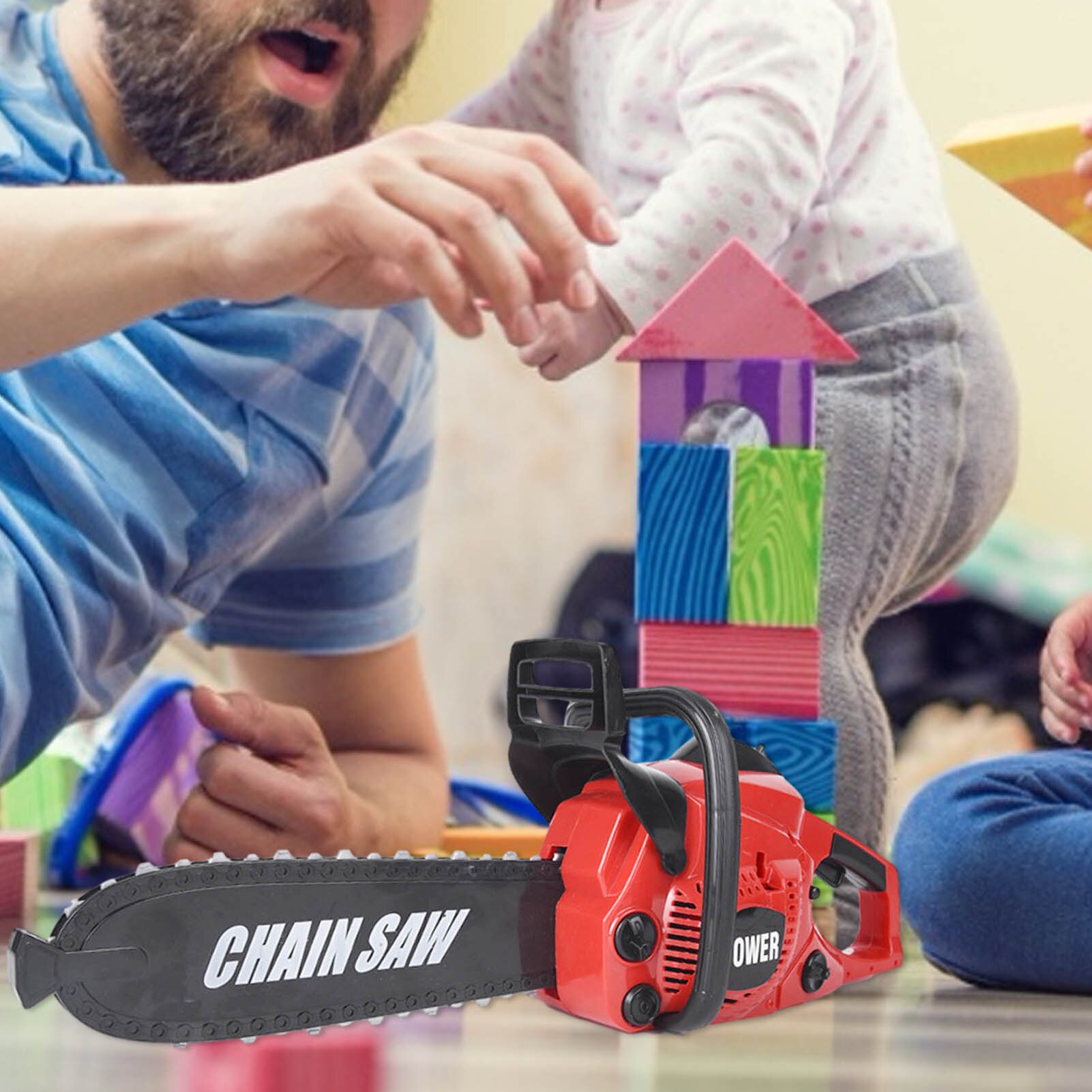 Motosierra eléctrica de juguete para niños, herramienta de construcción con sonido realista, juguetes para juego de imitación, end50