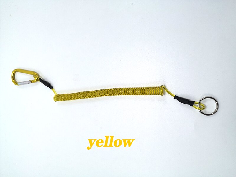 Carabiner Camping Hiking Anti-lost Rope Fish Clamp Controller Hanging Rope 6-Color Powerful Rope Keychain Rope: YELLOW