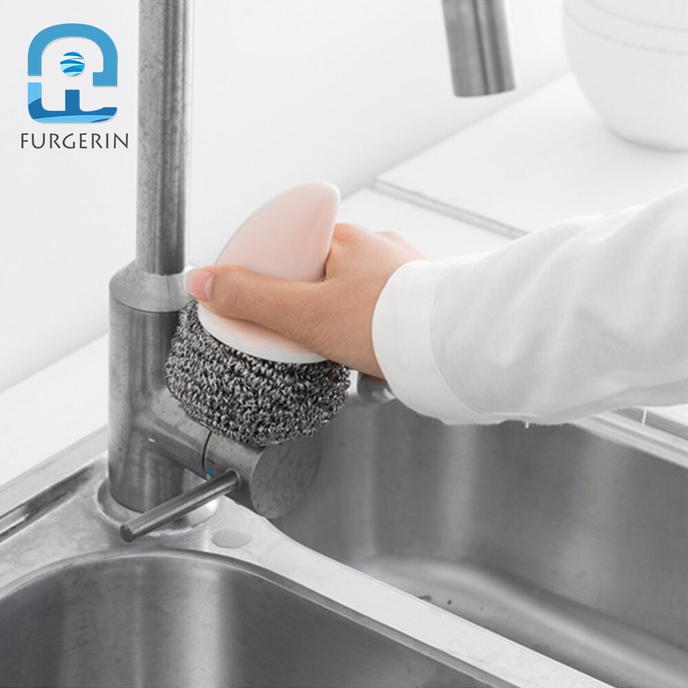 FURGERIN Kitchen Wire Brush stainless steel wire ball Shark Shape Scrubber Household Cleaning Tools kitchen gadget