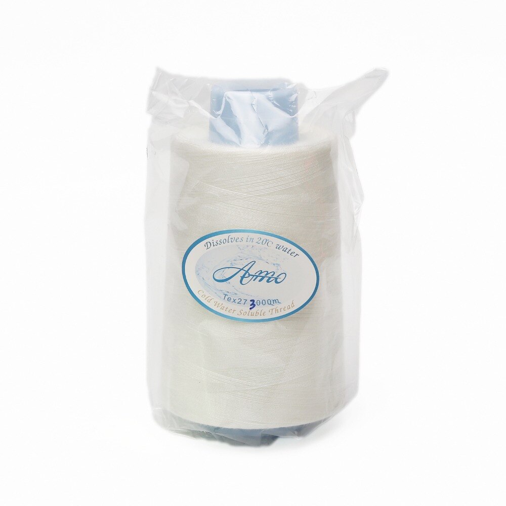 Hilo de coser soluble en agua fría, 40S/2 TEX 27, 3000M por cono, 20 grados centígrados, PVA, disuelto, para temporal