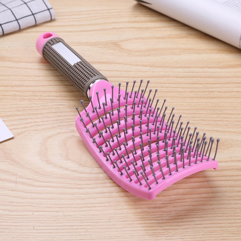 Plastic Nylon Anti-Statische Borstel Gebogen Rij Hoofdhuid Massager Styling Kam Voor Haar Kapper Kappers Gereedschap