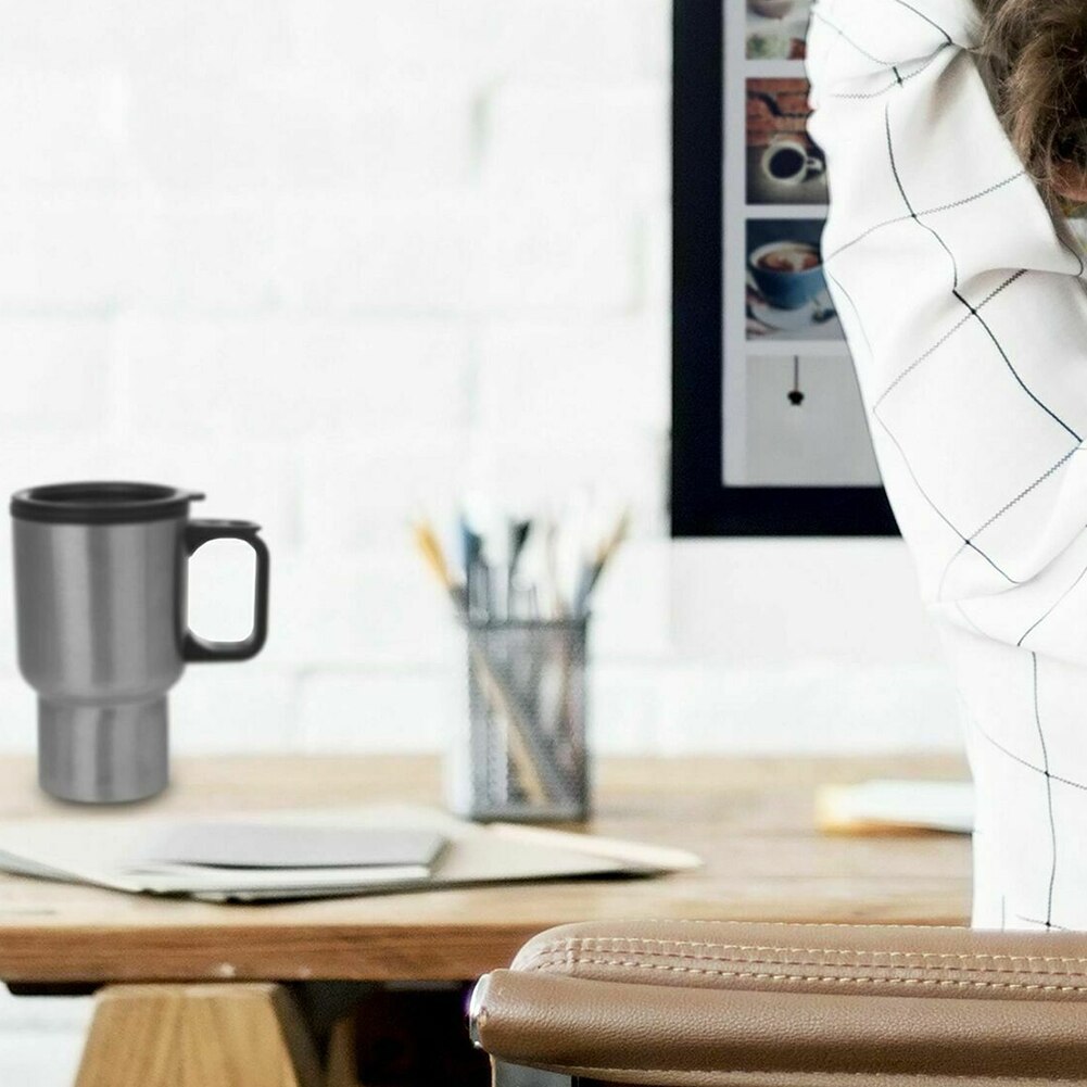 Heat Preservation Splash Proof Coffee Mug Thermal Insulated Silver Cup Universal Large Capacity Stainless Steel Vehicle Mounted