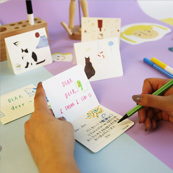 5pcs and beautiful year greeting card DIY small fresh and animal general greeting card greeting card