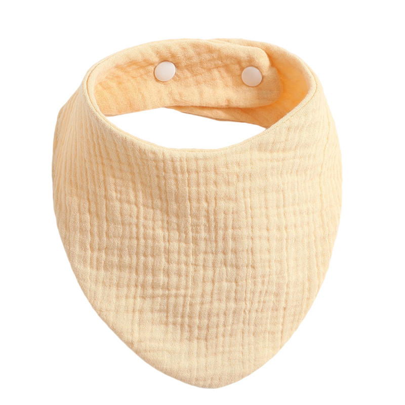 Baby Bibs Infant Soft Cotton Bib Newborn Solid Color Stripe Snap Button Triangle Saliva Towel Boy Girls Feeding Drool Burp Cloth: Yellow