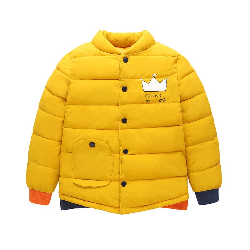 children's cotton clothes baby winter warm down jacket cotton children's baby cotton jacket coat liner: Yellow / 12M