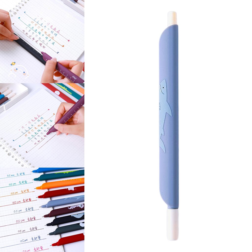 Retro Gel Pen Ruler 0.5mm Ballpoint Pen Home School Student Writing Supplies: Style B