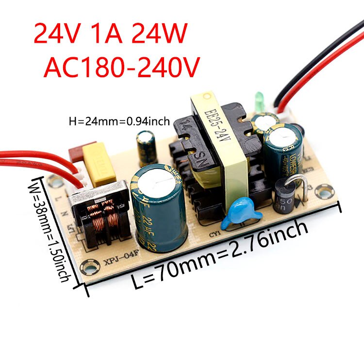 Led Driver 220 12V 1A 2A 3A 5V 2A 24V 12V 32V Led Power supply Geen Flikkering 12W 24W 36W Licht Transformers Voor Fan Led Verlichting: 24V  1A   180-240V