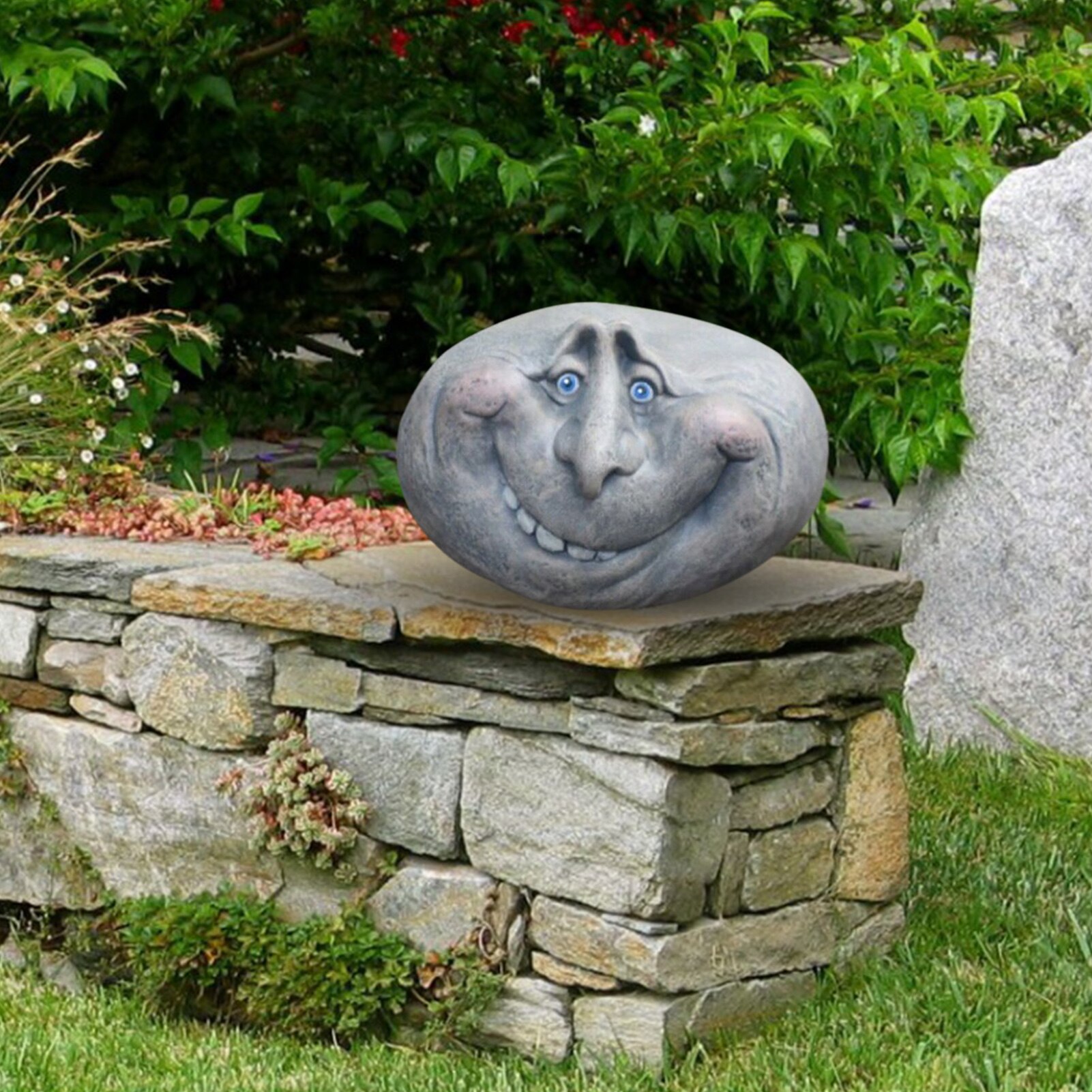 Rock cara jardín arte esculturas de resina místico jardín piedras para interior exterior Patio porche casa decoración . Exclusivo.