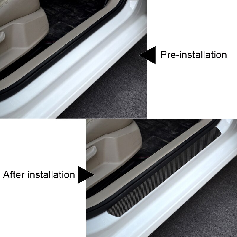 4pcs Auto Outer Door Sill Protector Pedal Scuff Plate Carbon fiber stickers For Toyota Hilux car sticker Accessories