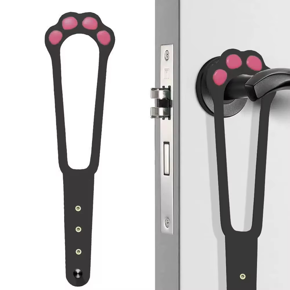 Kattdörrhållare spärr justerbar hunddörrstopp elastiskt grindlås flex spärrrem håller hunden borta från att komma in husdjursgrind leverans: Svart