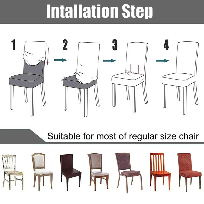 Jacquard Chair Cover for Dining Room Stretch Jacquard Dining Chair Cover Slipcover Elastic Spandex Kitchen Chair Cover