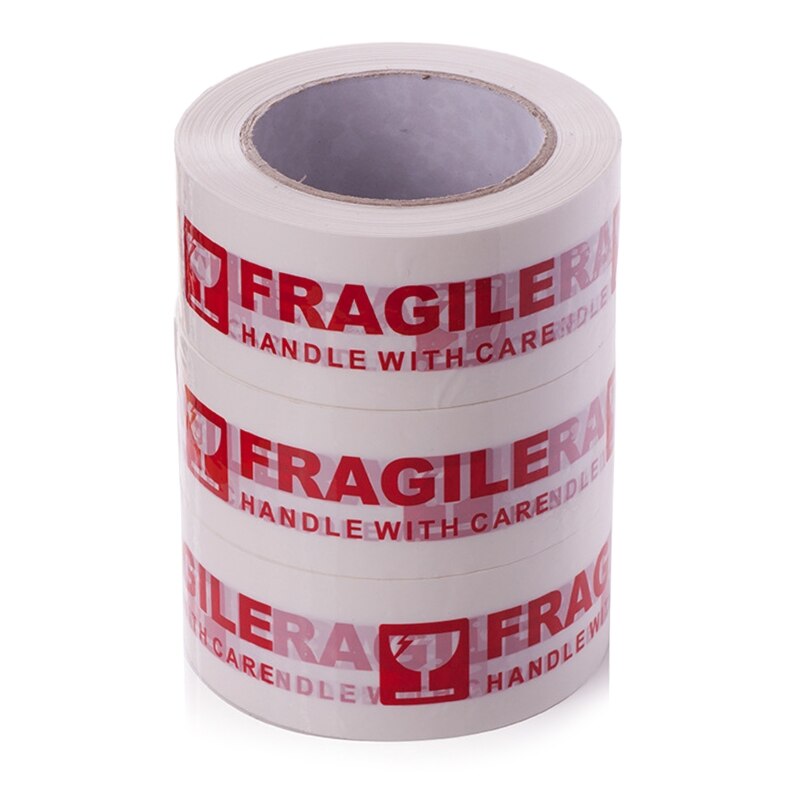 1 Roll Fragiele Waarschuwing Tape Handvat Met Zorg Express Doos Verpakking Waarschuwing Sticker Tape Rode Tekst Op Witte Tape 5cm * 100M