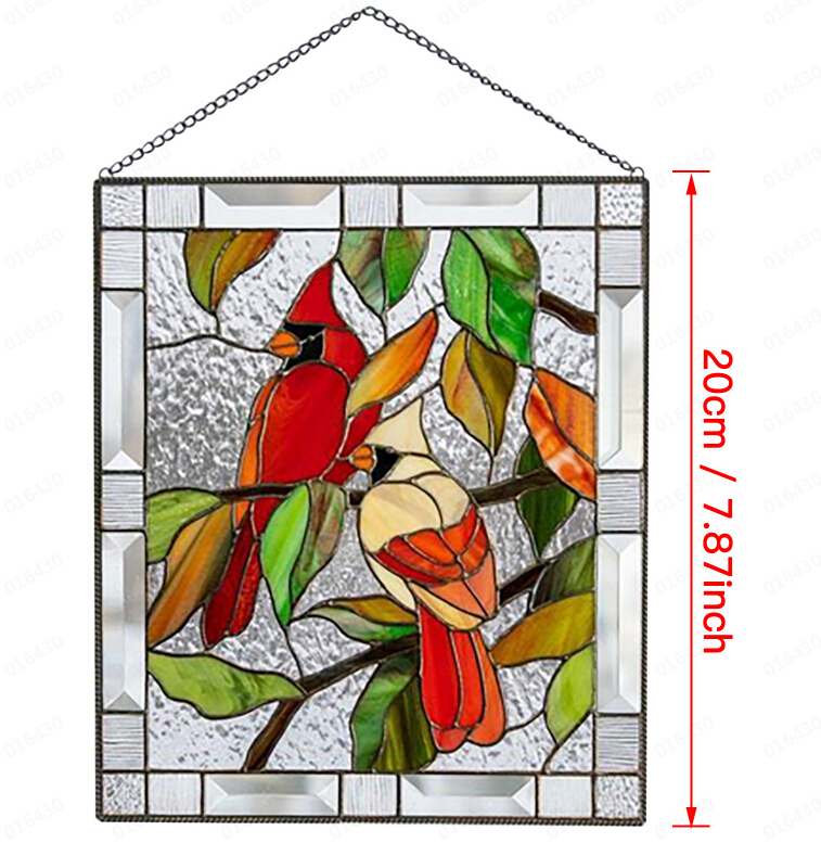 Multicolor Birds On A Wire High Stained Glass Suncatcher Window Panel Series Ornaments Pendant Home Decoration Hanging For Doors: N