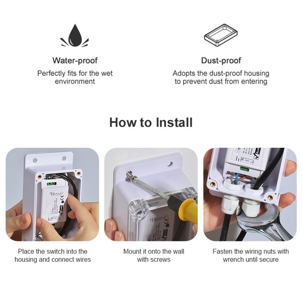 Caja de conexiones impermeable IP66, carcasa resistente al agua, compatible con Sonoff Basic/RF/Dual/Pow para luces de árbol de Navidad