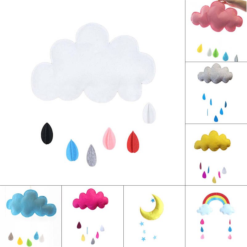 Manual Moon Rainbow Cloud With Raindrop Stars Kids Baby Room Nursery Wall Decal Stickers Home Art Decor M0229