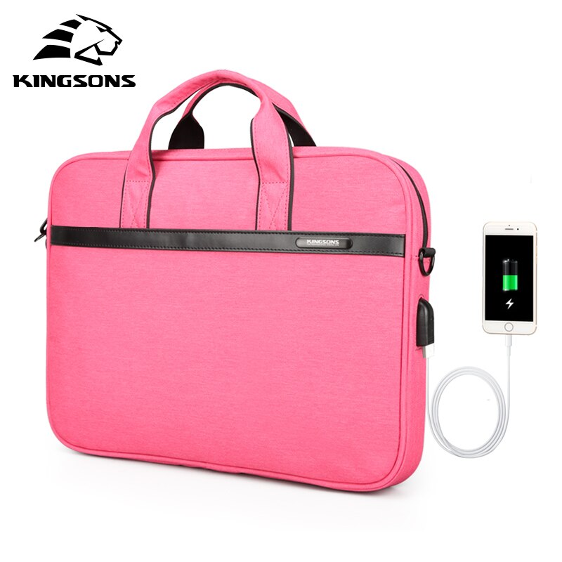 KINGSONS 11'' 12'' 13'' 14'' 15'' Laptop Sleeve Bag Waterproof Notebook Tablet Bags Case Messenger Shoulder for Men Women: Pink / 15 Inches