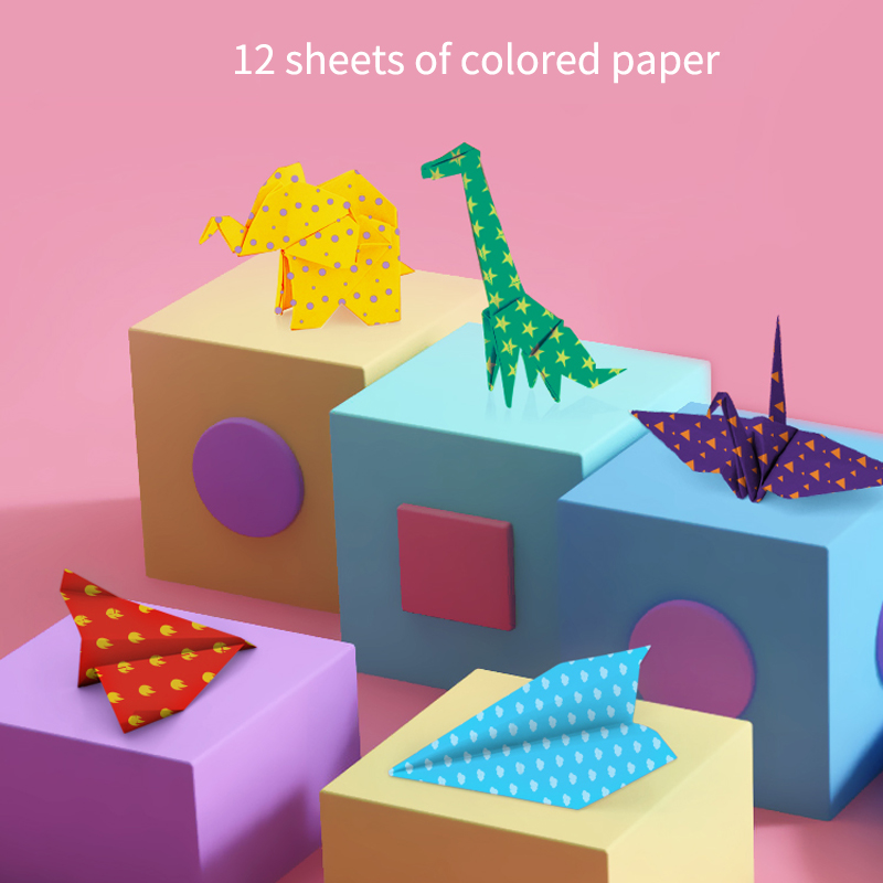Mideer baby origami legetøj sjovt papir fly fold børnehave farverige dyr tema blæk print 3-12y børn diy