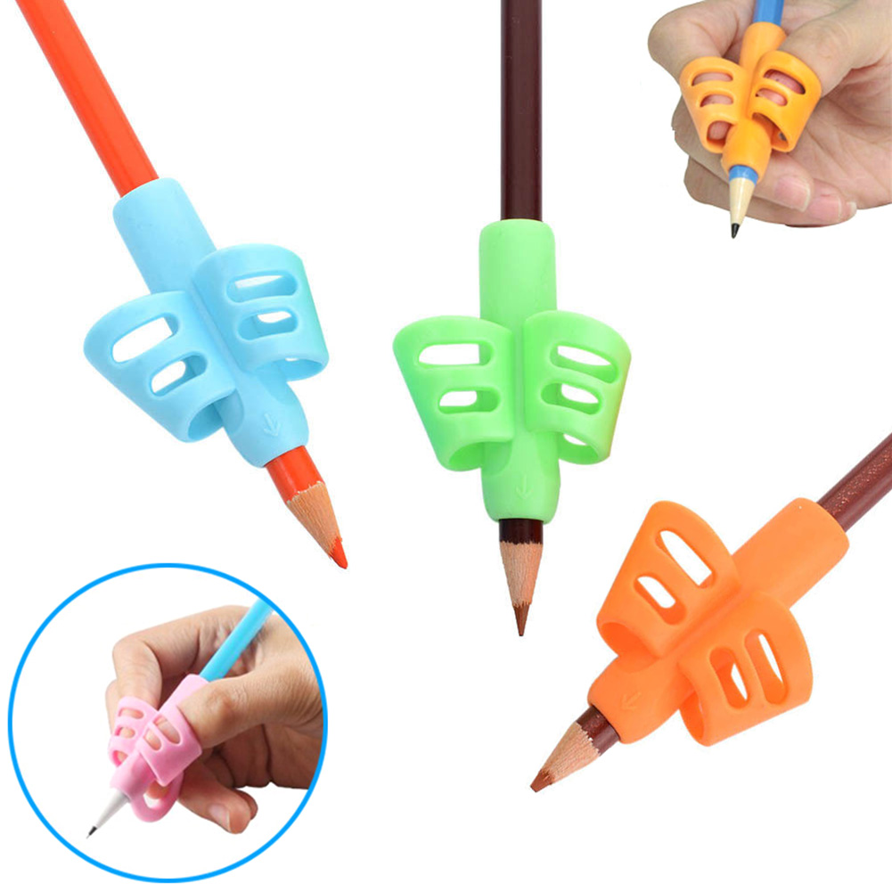 Grip Posture Correction Ergonomic Non-toxic Tools Children Pencil Holder Two Finger Writing Aid Grip Soft Training Silicone