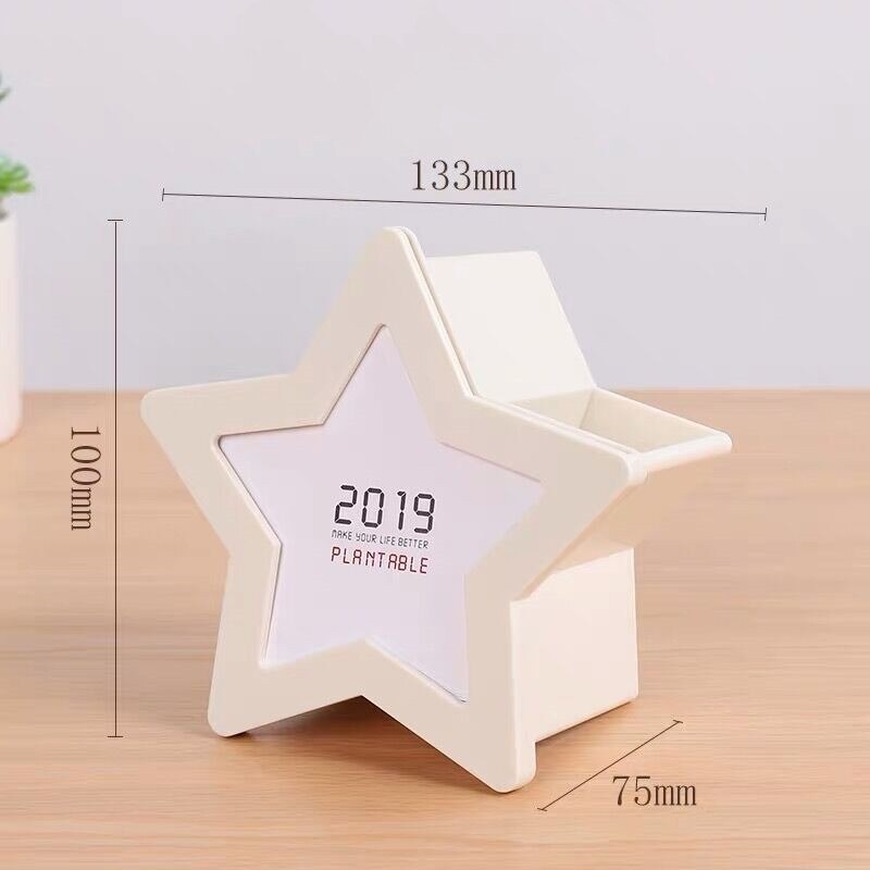 1pc multifunksjonelle stjernekalender skrivebordsorganisator oppbevaringsholder beholderboks pennal skoleskrivesaker: beige