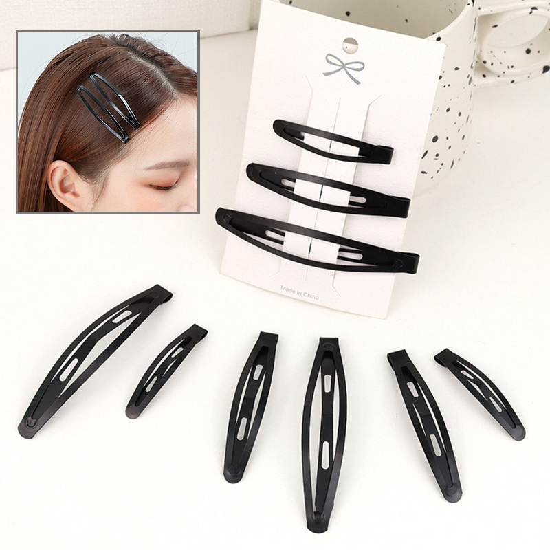 10 pçs/set liga bb grampo de cabelo pintura metal fosco grampos de cabelo tom preto snap grampos de cabelo artesanal headwear simples acessórios para o cabelo