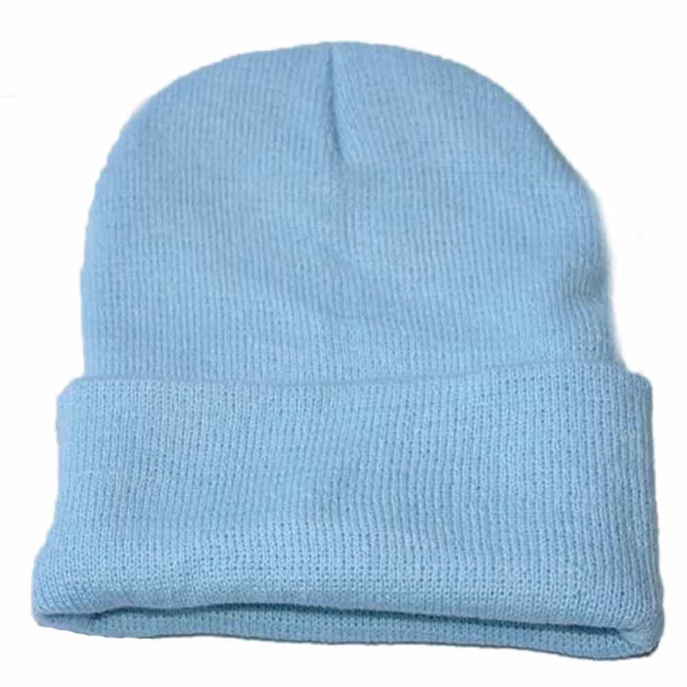 Berretto lavorato a maglia Unisex Slouchy berretto Hip Hop cappello da sci caldo gronda Hairball cappello lavorato a maglia protezione dell'orecchio caldo cappello di lana berretto alla moda Cap50:  Light Blue 