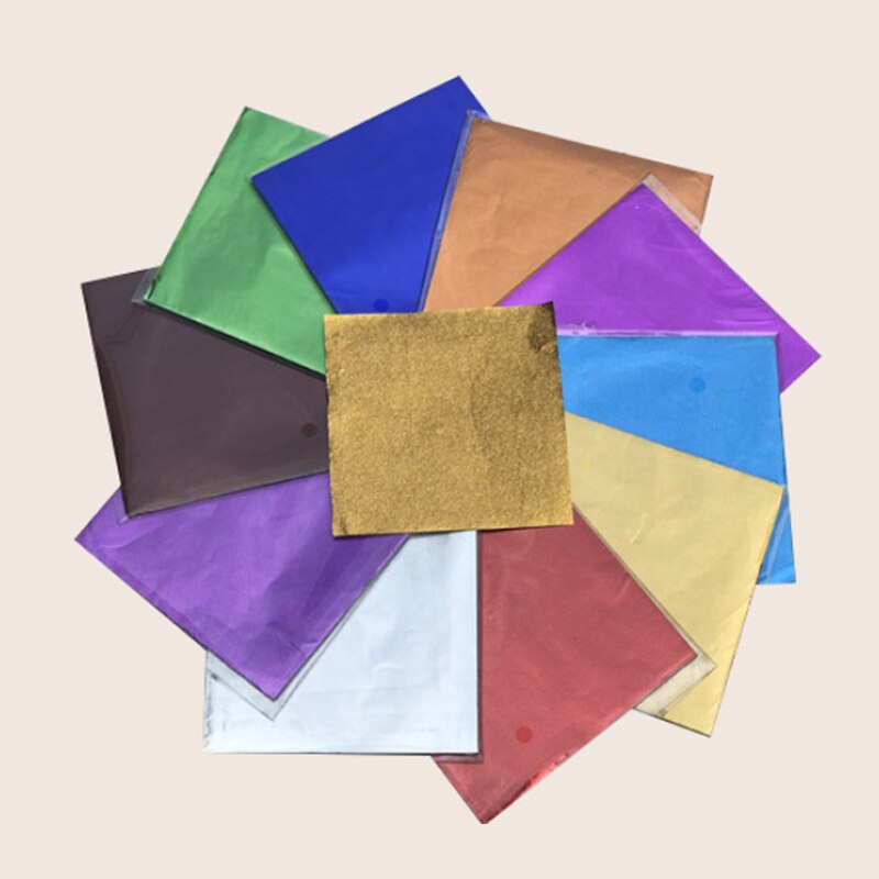 100 Stck Süssigkeit Farbe Lebensmittel Aluminium Folie Kasten NäHenne Paket Papier Handgemachte Papiere DIY Schokolade Süssigkeit Tee Verpackung Dekor