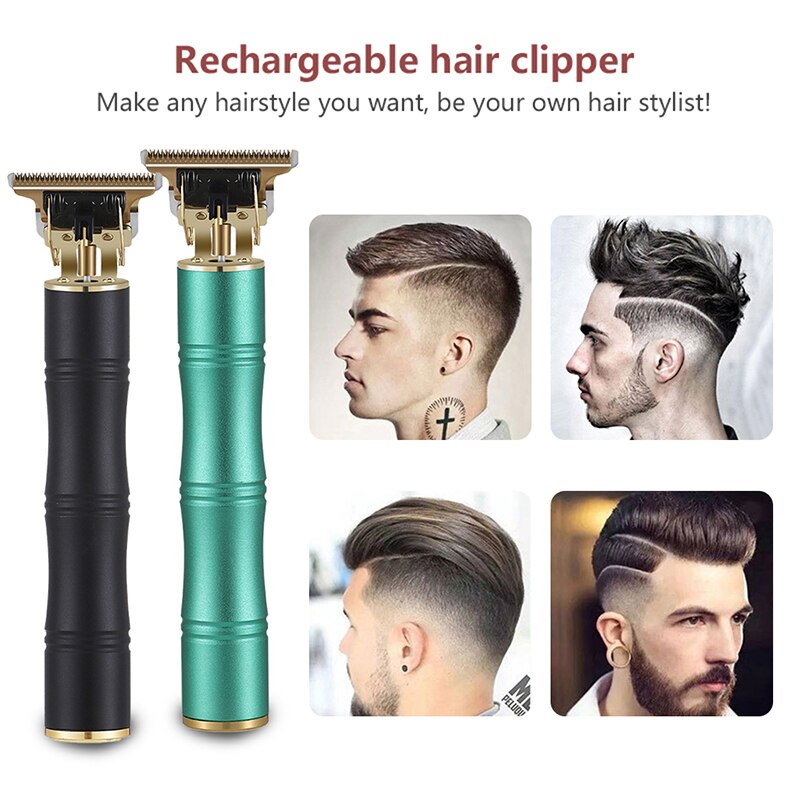 USB Rechargeable Ceramic Hair Trimmer Barber Hair Clipper Machine Hair Cutting Beard Trimmer 0.0mm Bald Haircut Men Styling Tool