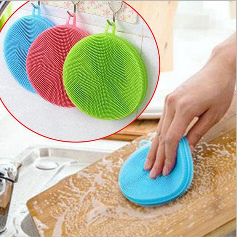 Esponja mágica de silicona para lavar platos, cuenco, cepillo de limpieza, estropajo multifunción, olla, sartén, cepillos de lavado, Limpiador de cocina herramienta de cocina