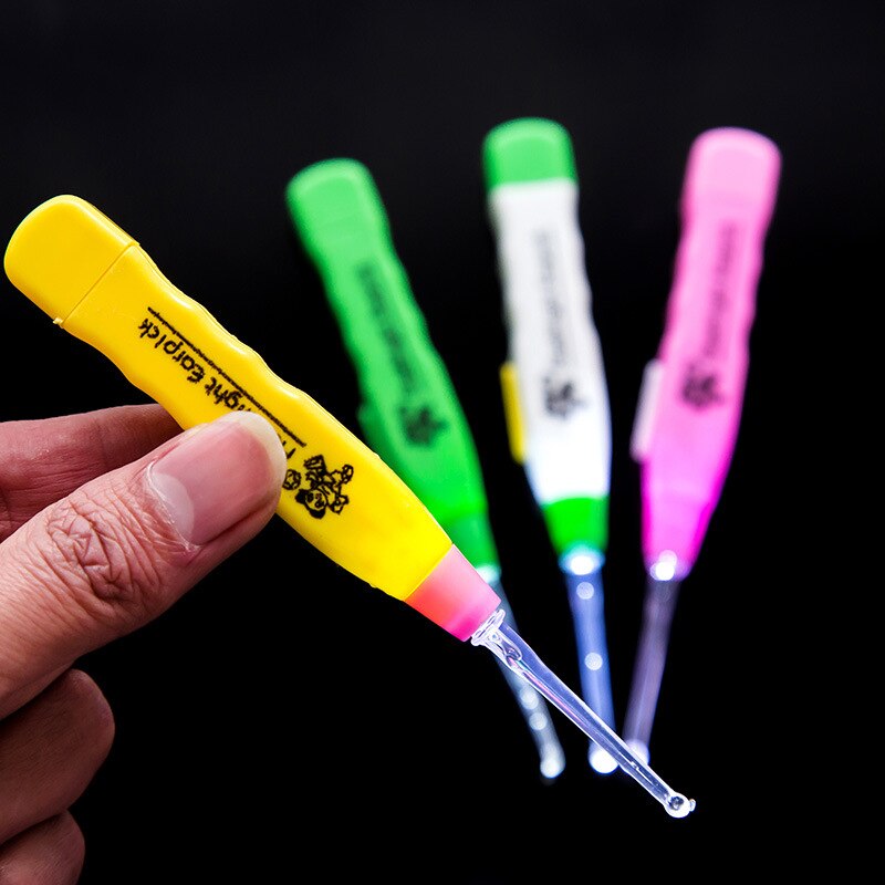 2Pcs/Set LED Lighted Ear Cleaner Ear Wax Removal Tool WITH 6 Stickers Ear Care Clean Ear-pick Cleaner Safe Pain-free Tools D3191