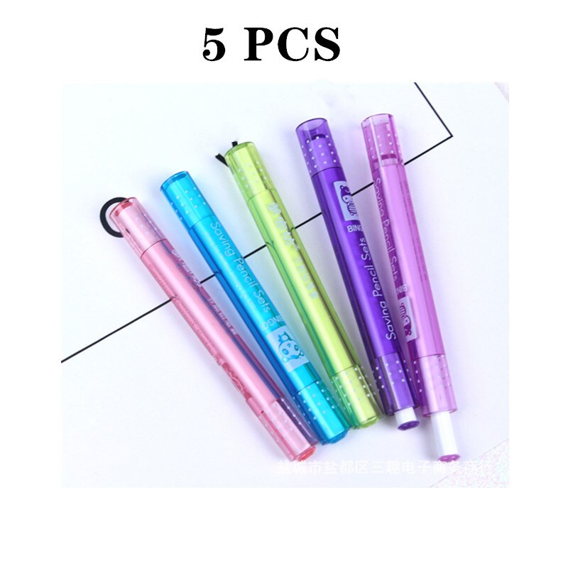 3 pieces 5 pieces 10 pieces of cartoon pencil extender extension rod student office drawing pencil head connector: 5pcs  Random colors