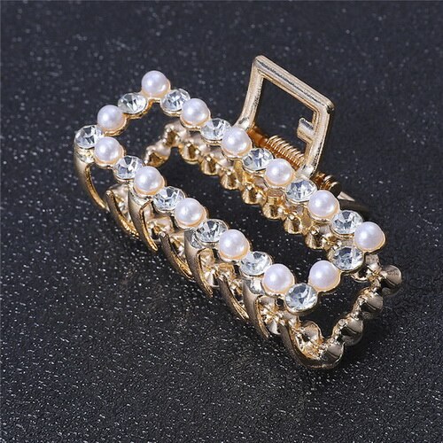 1PcFashion Geometric Imitation Pearl Hair Clips Hair Claw Crab Crystal Retro Heart Shape Hairpin Hair Accessories For Women Girl: 03B