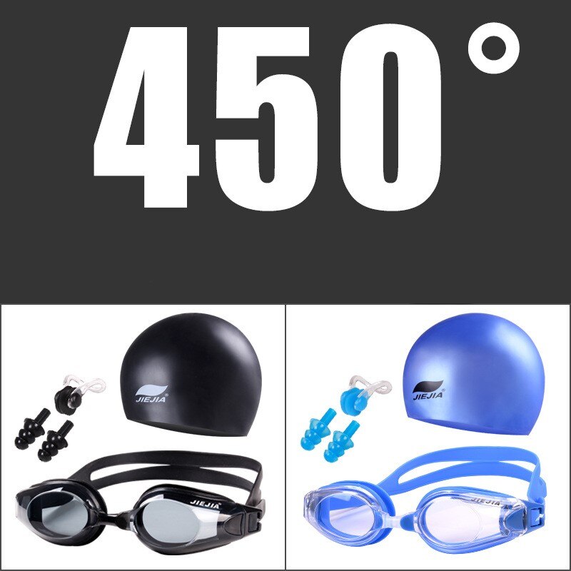 Waterproof and anti-fog swimming glasses, myopia goggles, uv goggles, adjustable silicone goggles, silicone swimmin: MYOPIA -450