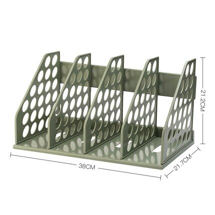 Office Desk File Organizer Magazine Holder Four-columns Bookshelf Paper Organizer Document File Storage Book Stand: Pea Green