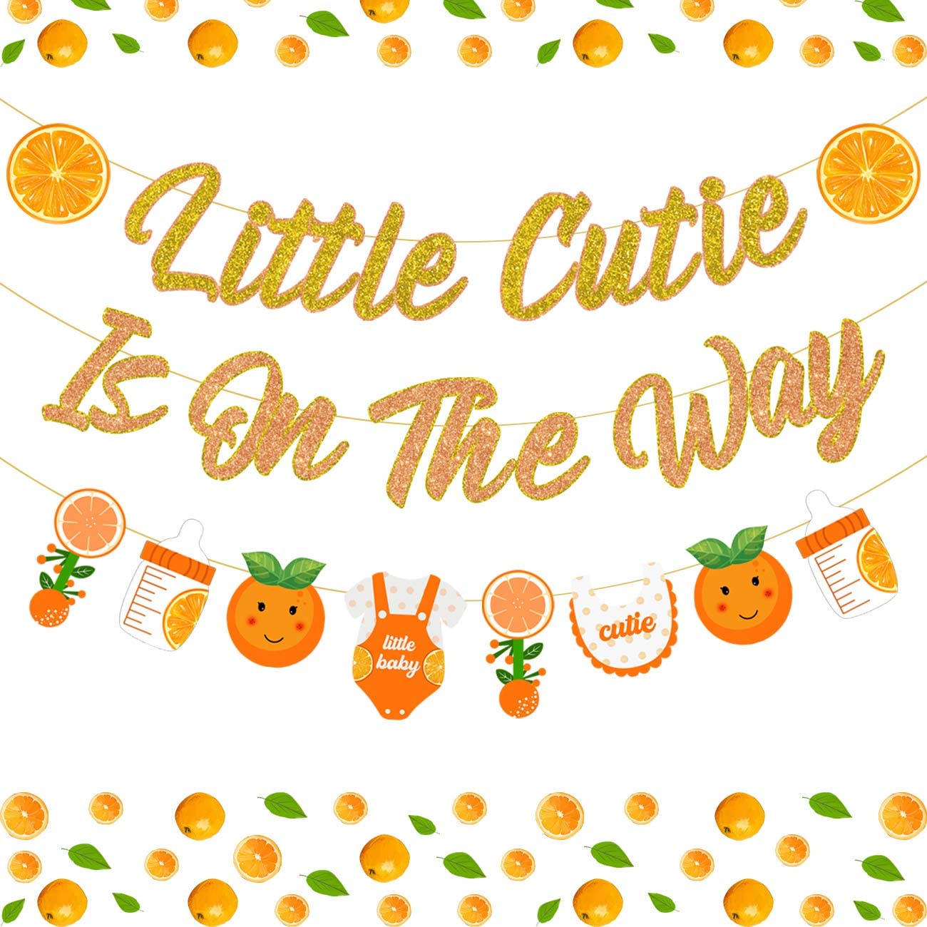 Little Cutie Is Op De Weg Banner Voor Citrus Baby Shower Decoraties, tangerine Garland Voor Oranje Fruit Thema Feestartikelen