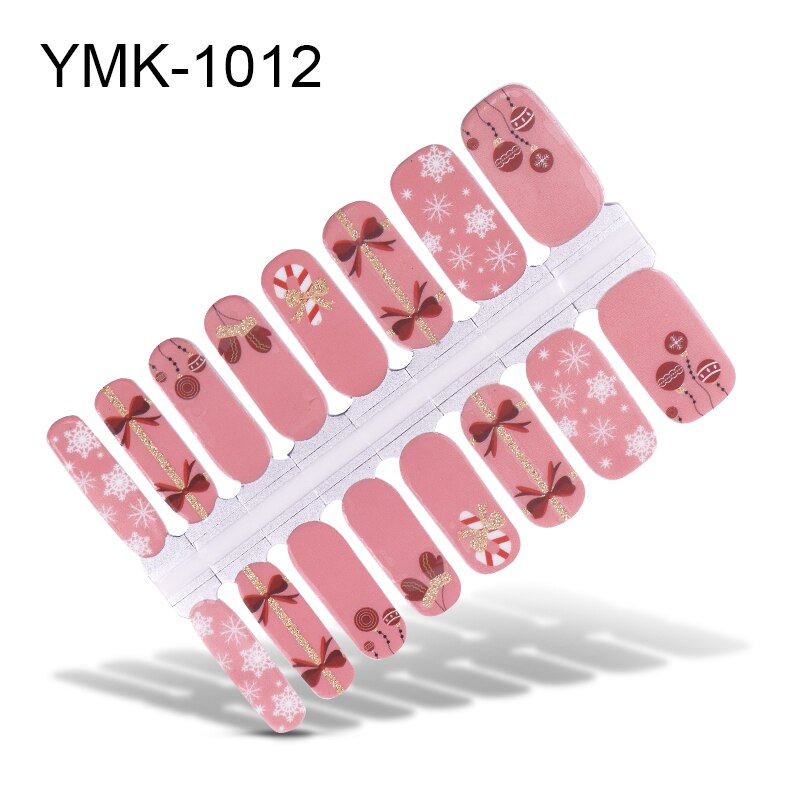 Lamemoria 16 tips/ark skönhet naglar klistermärken jul nagelinpackningar multicolor nagelkonst hela klistermärken självhäftande tips manikyr: Ymk -1012